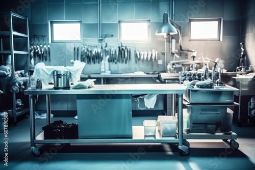 stock photo of mortuary room with stuff tools equipment AI Generated