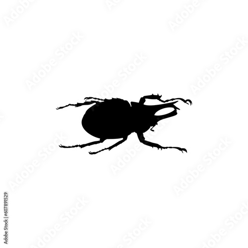 Silhouette of the Horn Beetle or Oryctes Rhinoceros, Dynastinae, can use for Art Illustration, Logo, Pictogram, Website, Apps or Graphic Design Element. Vector Illustration © Berkah Visual