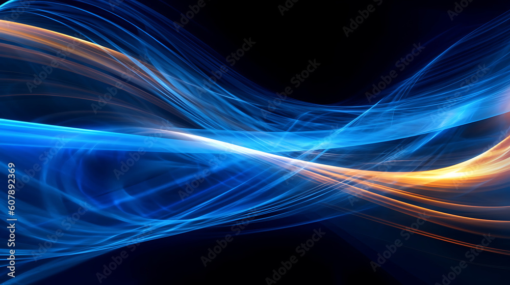 Obraz premium Blue Light Streaks on a Dark Background