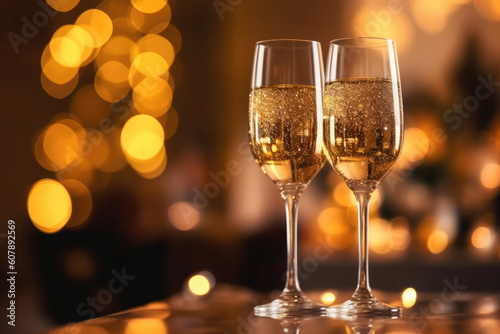 Champagne glasses vestive background Generative AI