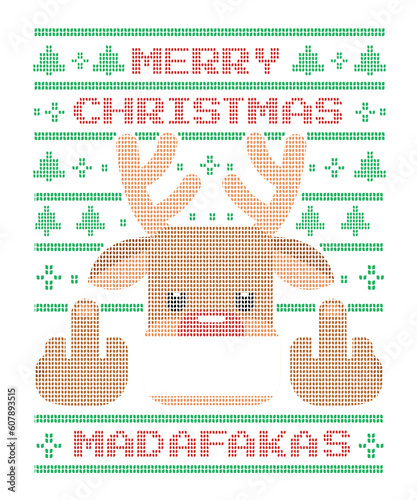 Merry Christmas Madafakas Angry Deer Mask Virus 2022 photo