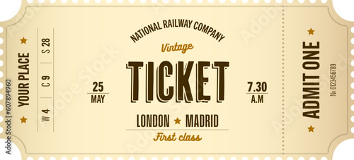 Train vintage ticket template on light background. For excursion routes, retro parties and clubs and other projects. Just add your own text. Vector. can be used for printing. 