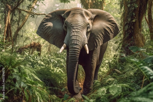African Forest Elephant in the natural environment, Generative AI