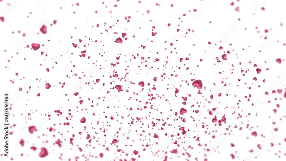 Falling shaped red hearts on a white background. Motion graphic video animation. Valentines day Falling shaped red hearts on a white background. Motion graphic video animation. Valentines day