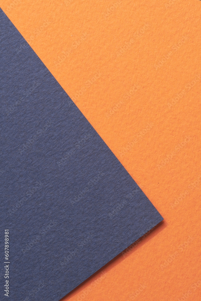 Rough kraft paper background, paper texture orange blue colors. Mockup with copy space for text