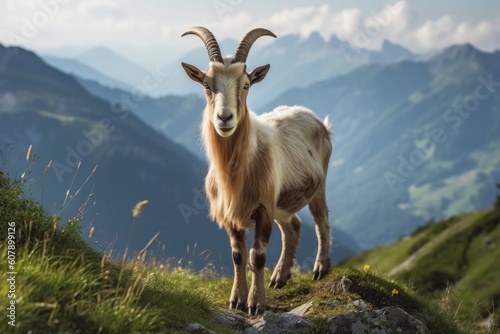 Alpine Goat in the natural environment, Generative AI