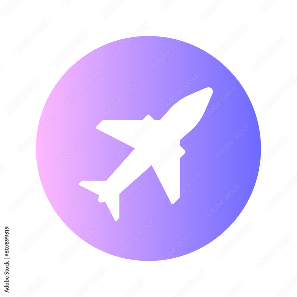 Vector departure plane icon. Simple flat design vector illustration. Airplane sign and symbol logo circle aviation silhouette flight