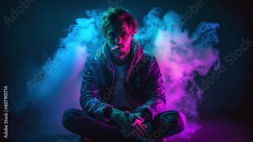 Portrait Neon light Generative Ai