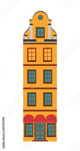 Vector illustration of the old building of Stockholm. Isolated on blue background.	

