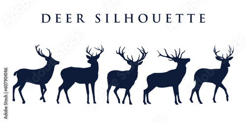 Vector of deer flat silhouette with different poses