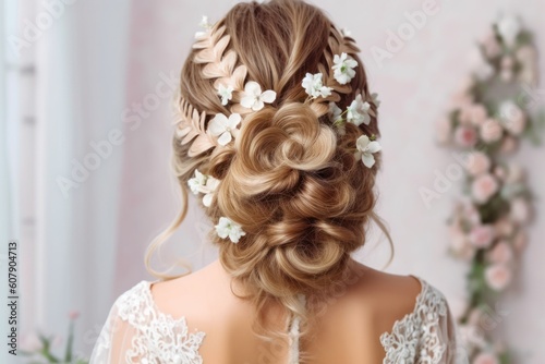 stock photo of wedding hairstyles for long hair look AI Generated