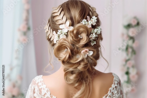 stock photo of wedding hairstyles for long hair look AI Generated