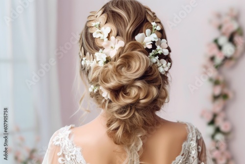 stock photo of wedding hairstyles for long hair look AI Generated