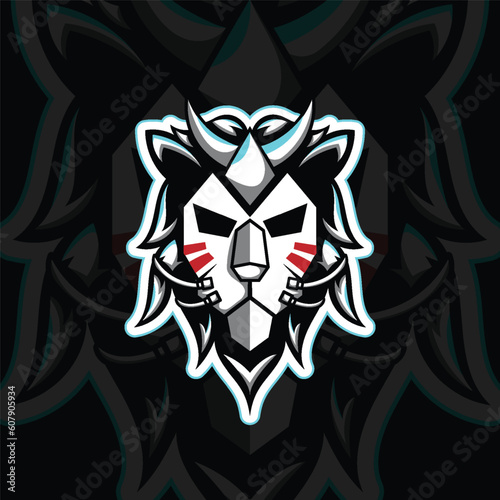 Lion cyborg esport mascot logo vector design