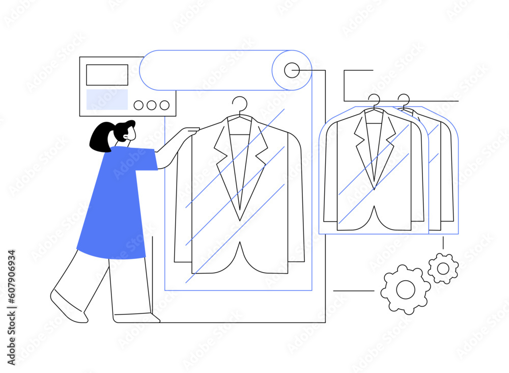 Garment bagging machine abstract concept vector illustration. Garment bagging machine abstract concept vector illustration.