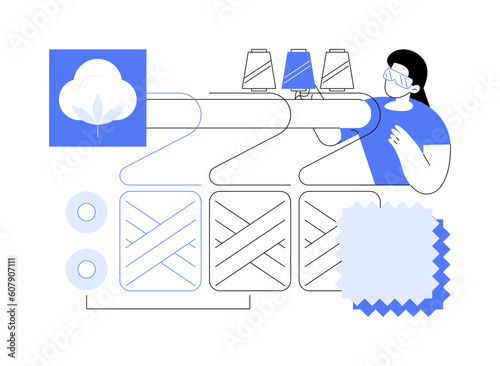 Cotton spinning abstract concept vector illustration.