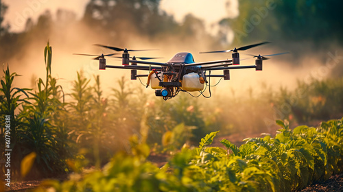 Cutting-Edge Crop Spraying Drone Powered by Artificial Intelligence. Generative AI.
