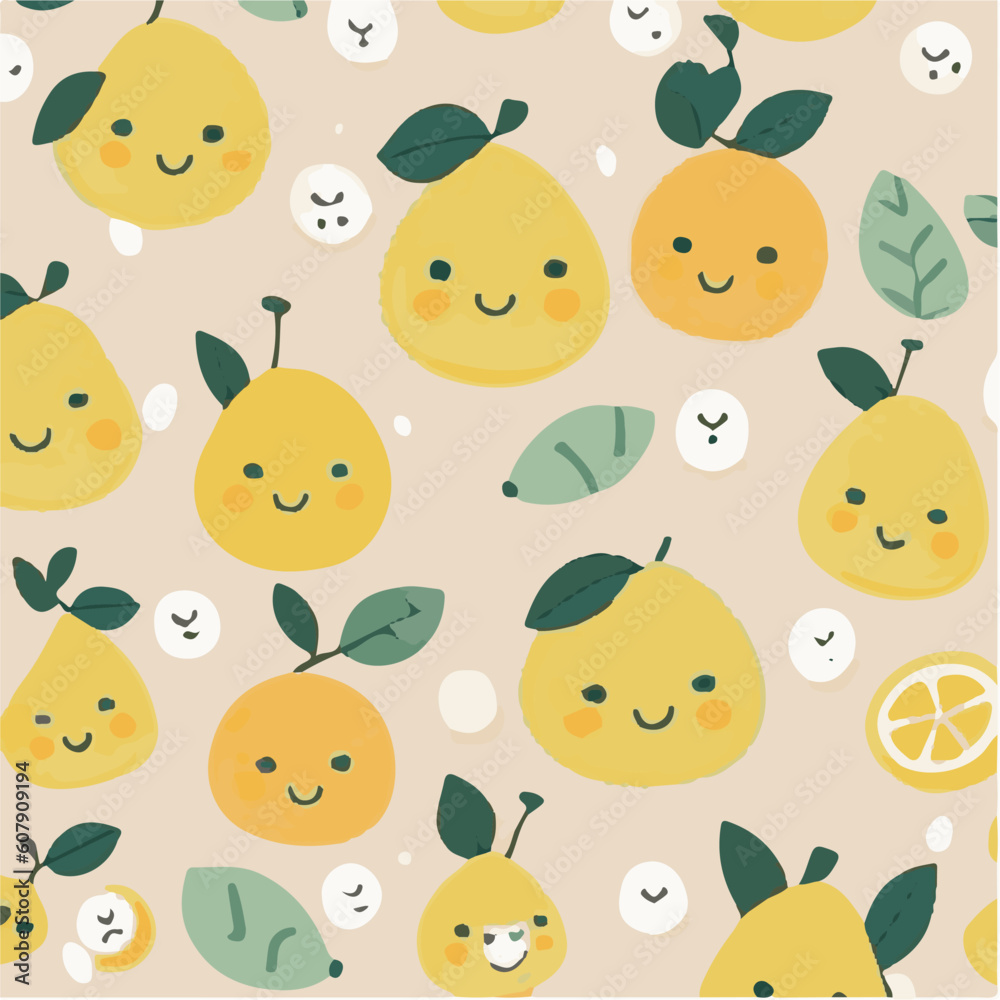 Fototapeta premium cute simple lemon pattern, cartoon, minimal, decorate blankets, carpets, for kids, theme print design 