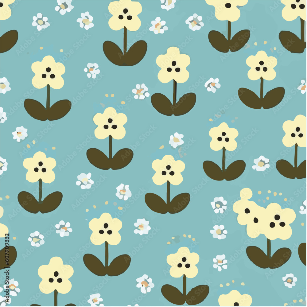 Fototapeta premium cute simple forget me not pattern, cartoon, minimal, decorate blankets, carpets, for kids, theme print design 