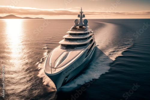 Generative AI illustration of superyacht at sea