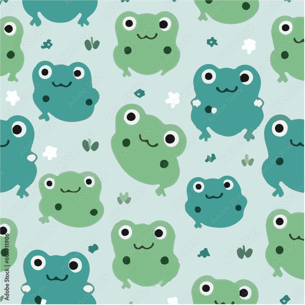 Fototapeta premium cute simple frog pattern, cartoon, minimal, decorate blankets, carpets, for kids, theme print design