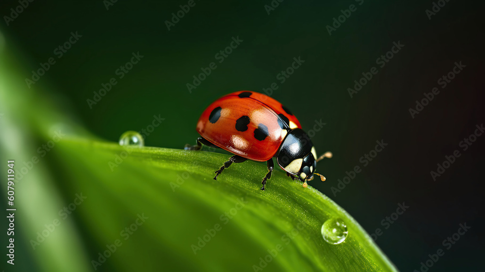 Ladybug Perched on a Vibrant Leaf, a Symbol of Nature's Delicate Beauty Ladybug Perched on a Vibrant Leaf, a Symbol of Nature's Delicate Beauty