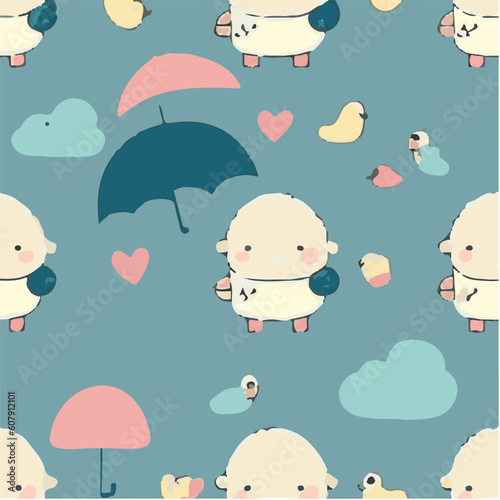 cute simple babi guling pattern, cartoon, minimal, decorate blankets, carpets, for kids, theme print design
 photo