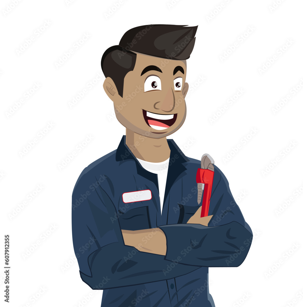 Professional Mechanic Service Worker Vector Illustration Character Design