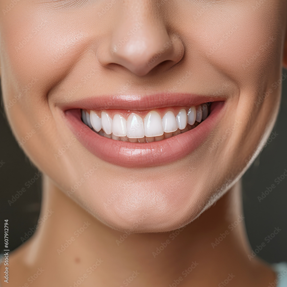 Close up of the detailed smile of a patient at the dentist, generative ai Close up of the detailed smile of a patient at the dentist, generative ai