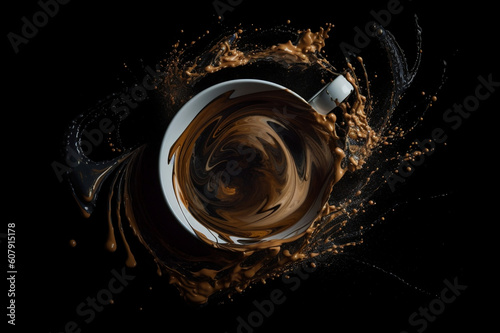 Vibrant Coffee Splash Bursting with Energy