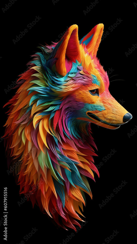 colorful, abstract representation of a fox’s head, Generative Ai
