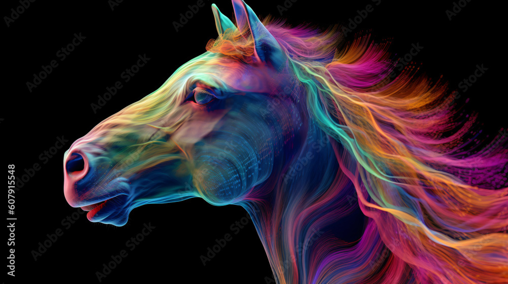  colorful, abstract representation of a horse’s head, Generative Ai