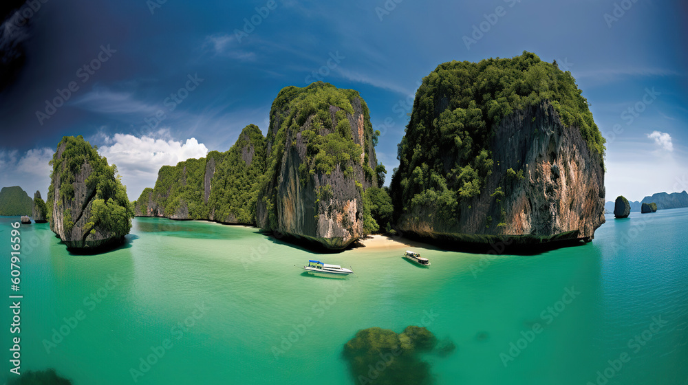Obraz premium Krabi is famous for its scenic view and breathtaking Beaches and Islands. Generative AI