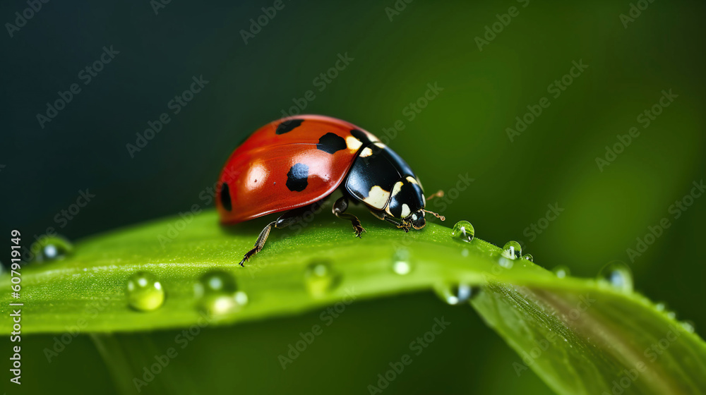 Ladybug on leaf. Generative AI Ladybug on leaf. Generative AI