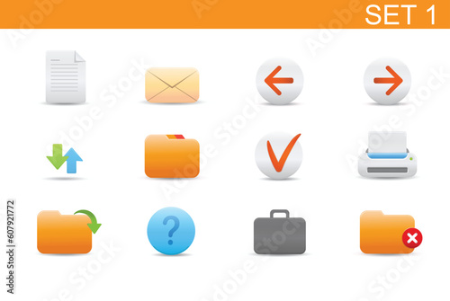 Bilde på lerret Vector illustration ? set of elegant simple icons for common computer functions