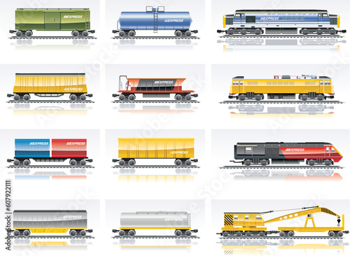 Set of detailed wagons and trains