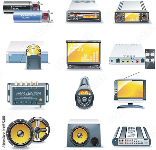 Set of car stereo and multimedia related icons