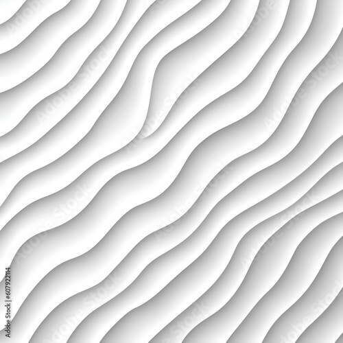 Abstract background of wavy wave lines pattern with shadows in white and light gray color. 3D render.