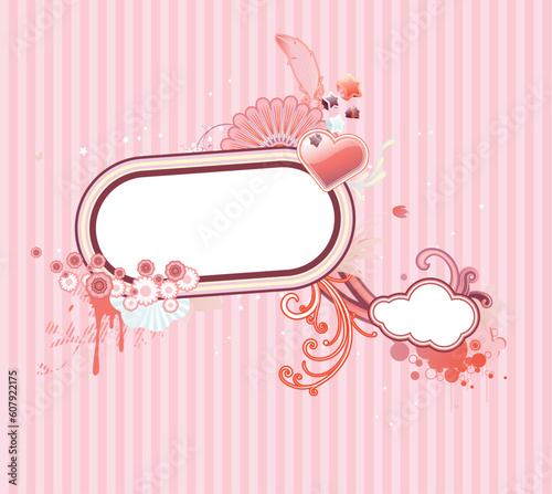 Vector illustration of funky styled design frame made of floral elements