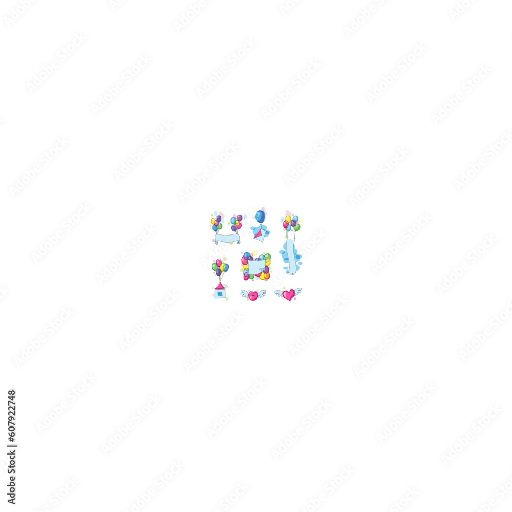 paper banners and other elements with colorful balloons paper banners and other elements with colorful balloons