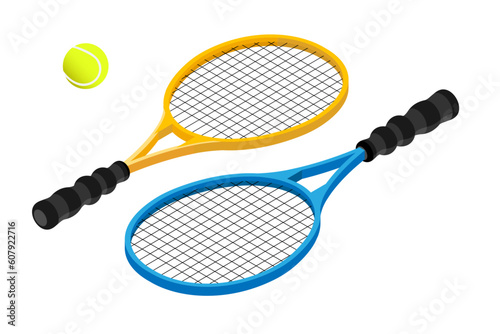 Tennis racket with a ball