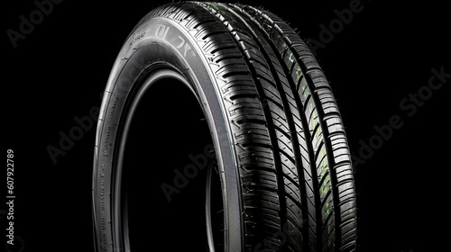 New economical eco-friendly summer tire on a black background, Generative AI