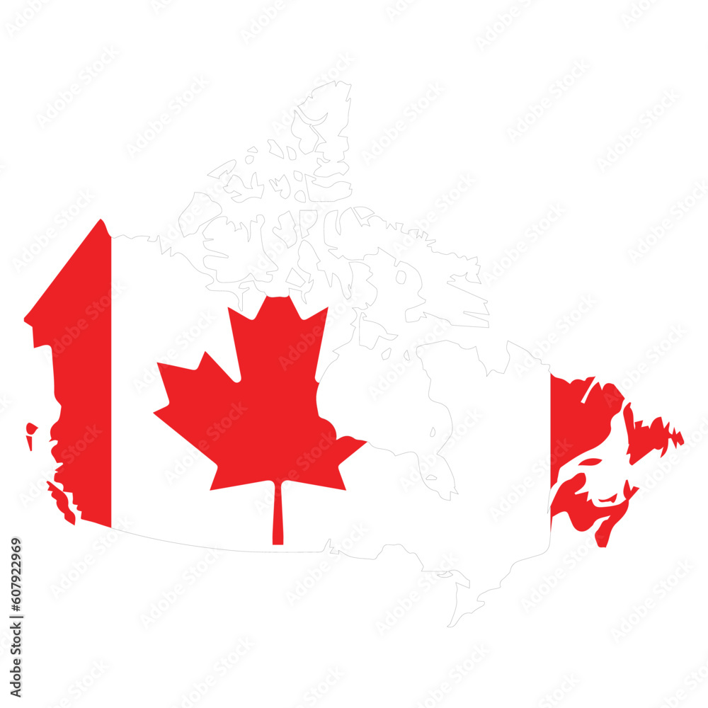 Canada map with national flag deep details gray background vector illustration Canada map with national flag deep details gray background vector illustration