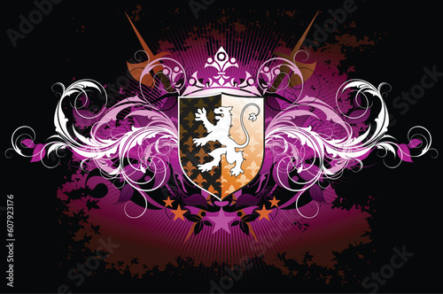 ornamental shield, this illustration may be usefull as designer work.