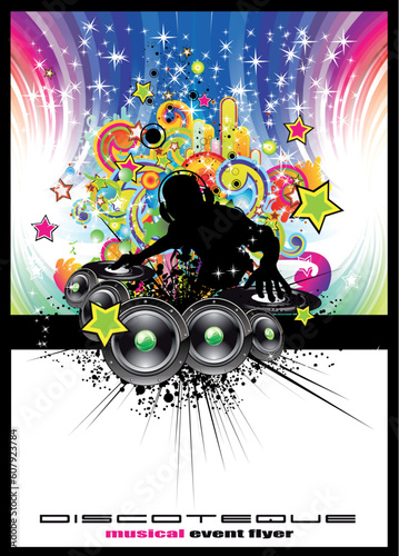 Tropical Music Event Colorful Background for Disco flyers