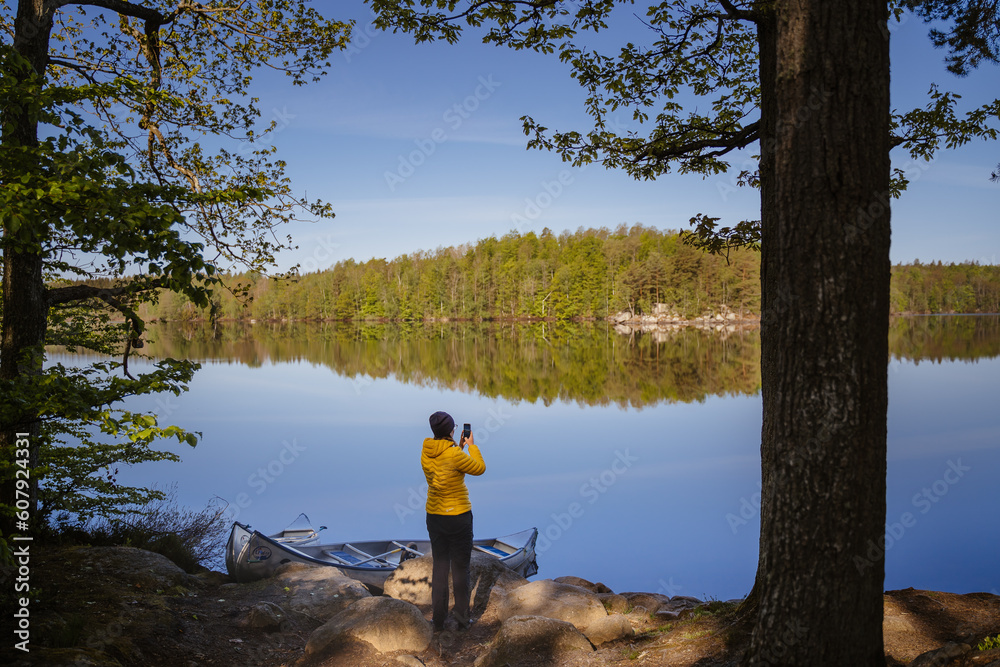 Canoe at the lake in Sweden