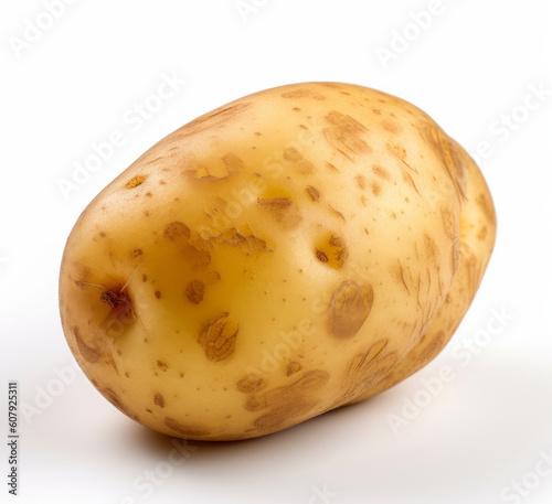 A fresh potato isolated on white background. Fresh raw organic vegetable. Generative AI.