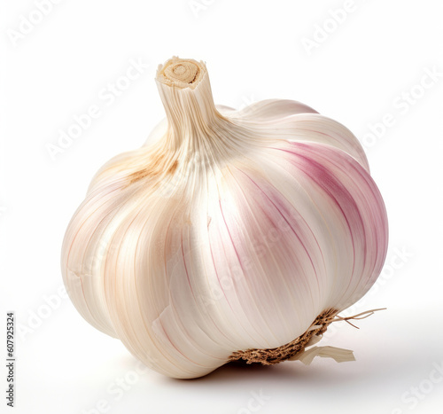 A fresh garlic isolated on white background. Fresh raw organic vegetable. Generative AI.