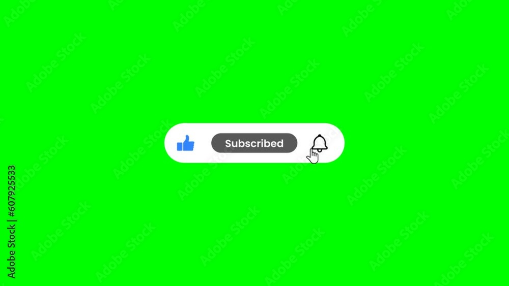Animated Subscribe Button, Like Button and Bell Button on Green Screen