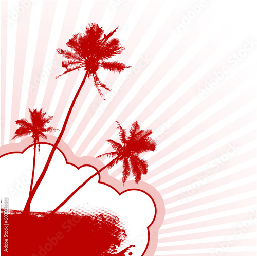 Illustration with palm trees. Vector